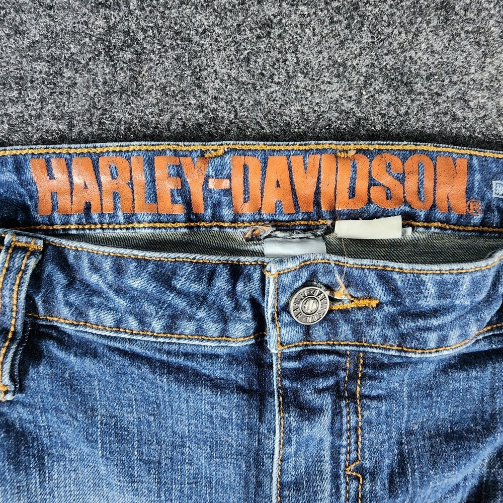 Harley Davidson Jeans Mens 38x30 Straight Leg Blue Denim Riding Motorcycles EUC - Picture 7 of 13